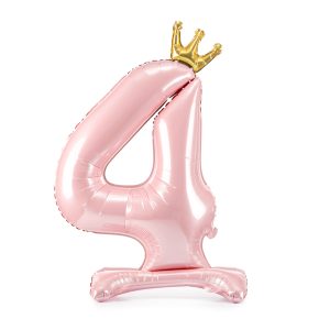 Standing foil balloon Number ''4'' , 84 cm,  light pink