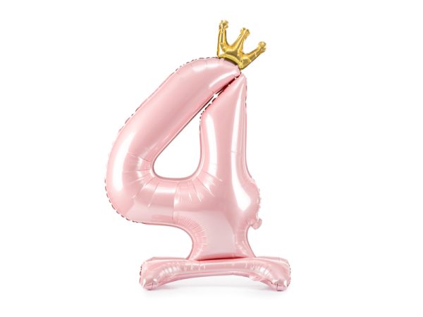 Standing foil balloon Number ''4'' , 84 cm,  light pink