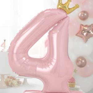 Standing foil balloon Number ''4'' , 84 cm,  light pink