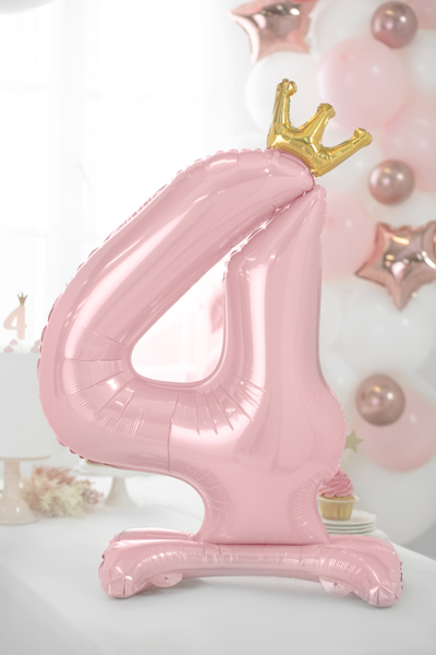 Standing foil balloon Number ''4'' , 84 cm,  light pink
