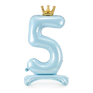 Standing foil balloon Number ''5'' , 84 cm,  sky-blue