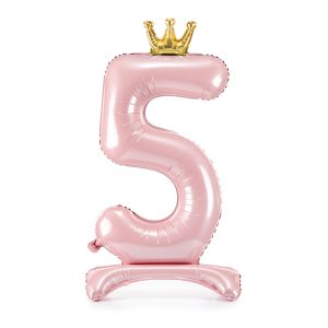 Standing foil balloon Number ''5'' , 84 cm,  light pink