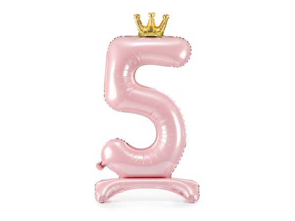 Standing foil balloon Number ''5'' , 84 cm,  light pink