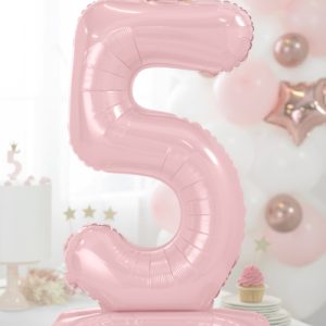 Standing foil balloon Number ''5'' , 84 cm,  light pink