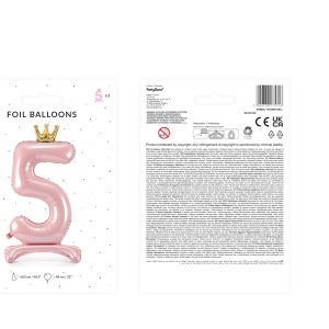 Standing foil balloon Number ''5'' , 84 cm,  light pink