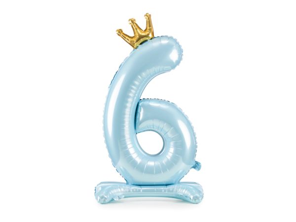 Standing foil balloon Number '' 6 '' , 84 cm,  sky-blue