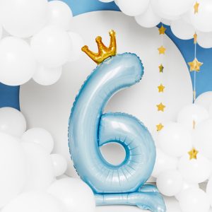 Standing foil balloon Number '' 6 '' , 84 cm,  sky-blue