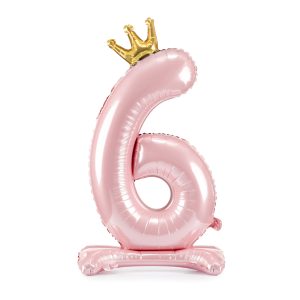 Standing foil balloon Number ''6'' , 84 cm,  light pink