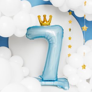 Standing foil balloon Number ''7'' , 84 cm,  sky-blue