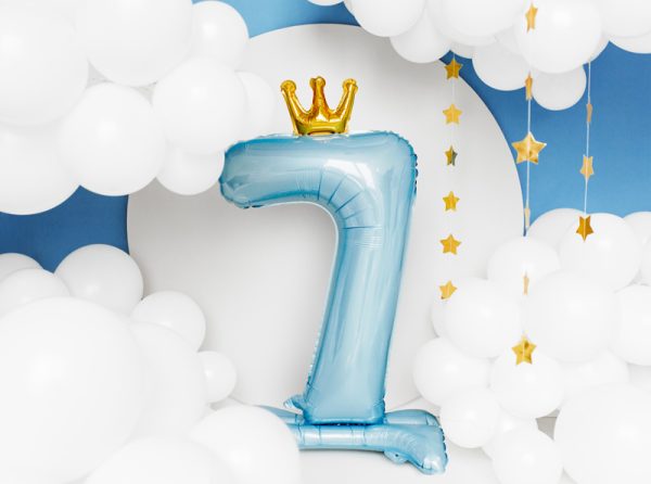 Standing foil balloon Number ''7'' , 84 cm,  sky-blue