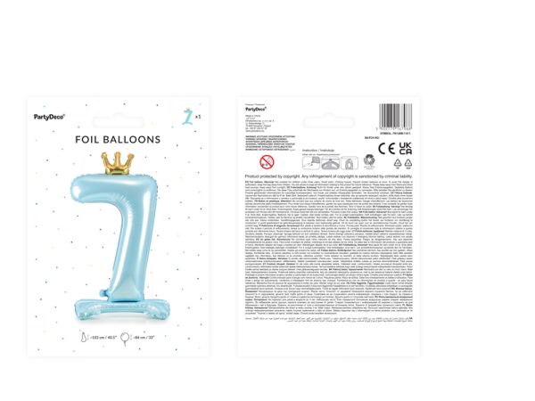 Standing foil balloon Number ''7'' , 84 cm,  sky-blue