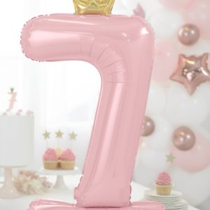 Standing foil balloon Number ''7'' , 84 cm,  light pink