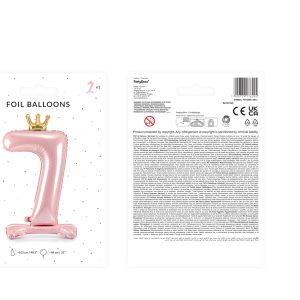 Standing foil balloon Number ''7'' , 84 cm,  light pink