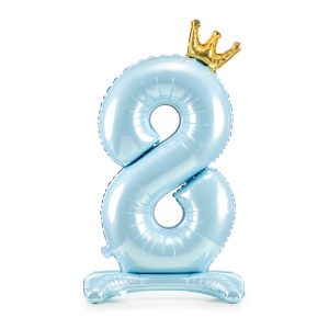 Standing foil balloon Number ''8'' , 84 cm,  sky-blue