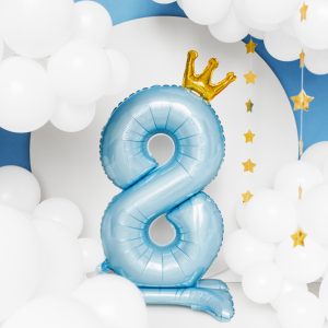 Standing foil balloon Number ''8'' , 84 cm,  sky-blue