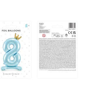 Standing foil balloon Number ''8'' , 84 cm,  sky-blue