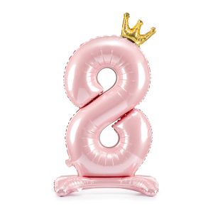 Standing foil balloon Number ''8'' , 84 cm,  light pink