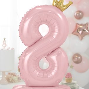 Standing foil balloon Number ''8'' , 84 cm,  light pink