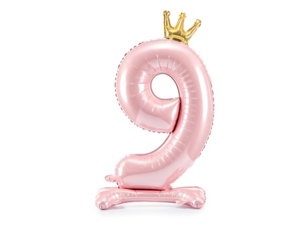 Standing foil balloon Number ''9'' , 84 cm,  light pink
