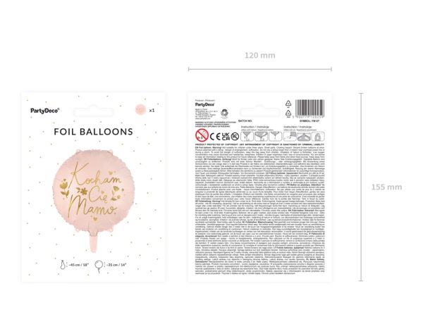 Foil balloon ''Kocham Cię Mamo'', 45 cm, pink