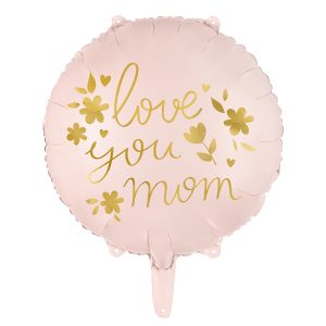 Foil balloon ''Love you mom'', 45 cm, pink