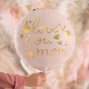 Foil balloon ''Love you mom'', 45 cm, pink