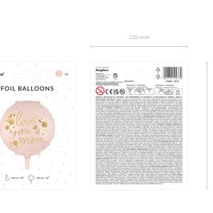 Foil balloon ''Love you mom'', 45 cm, pink