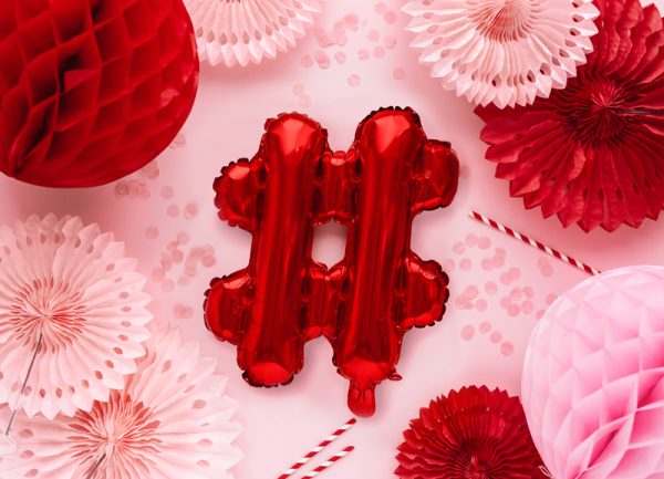 Foil Balloon sign ''#'', 35cm, red