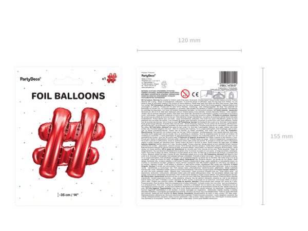 Foil Balloon sign ''#'', 35cm, red