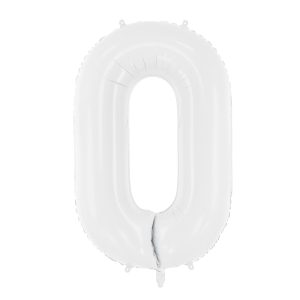Foil ballon Number ''0'', 86 cm, white