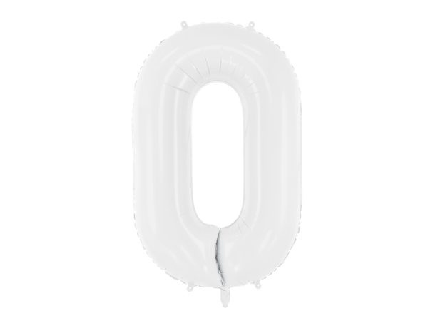 Foil ballon Number ''0'', 86 cm, white
