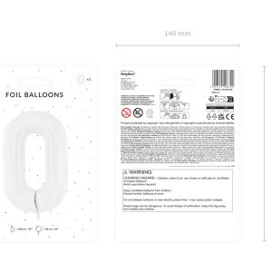 Foil ballon Number ''0'', 86 cm, white