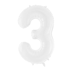 Foil ballon Number ''3'', 86 cm, white