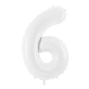 Foil ballon Number ''6'', 86 cm, white