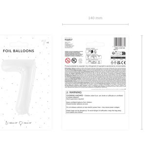 Foil ballon Number ''7'', 86 cm, white