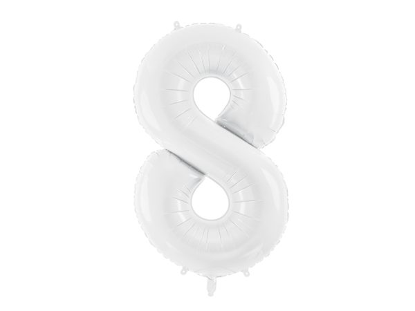 Foil ballon Number ''8'', 86 cm, white