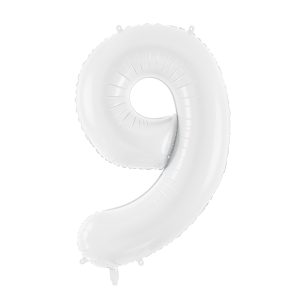 Foil ballon Number ''9'', 86 cm, white