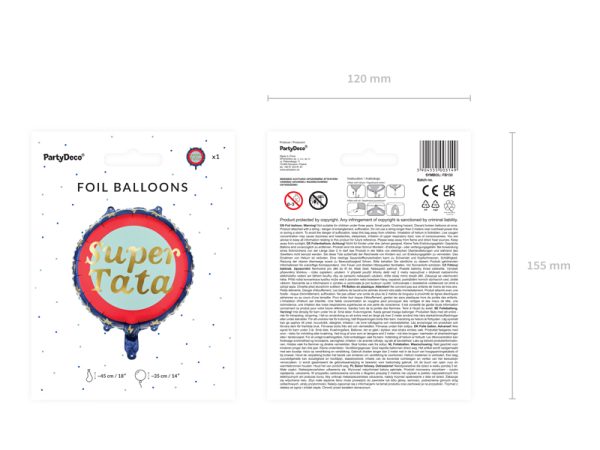 Foil balloon Super Tata, 45 cm, mix