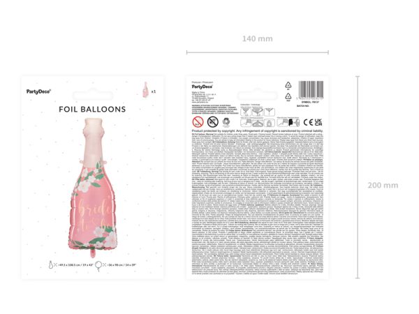 Foil balloon Bottle Bride to be, 49.5x108.5 cm, mix