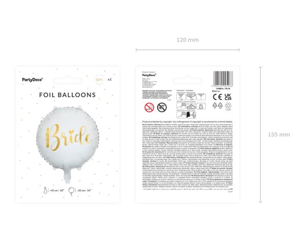 Foil balloon Bride 45cm, white