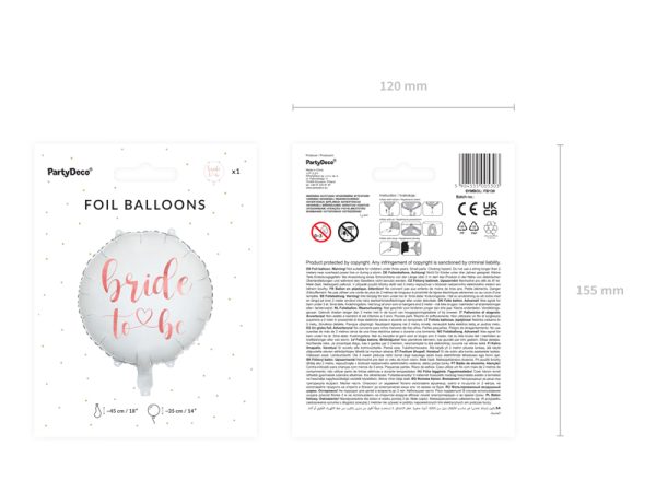 Foil balloon Bride to be 45cm, white