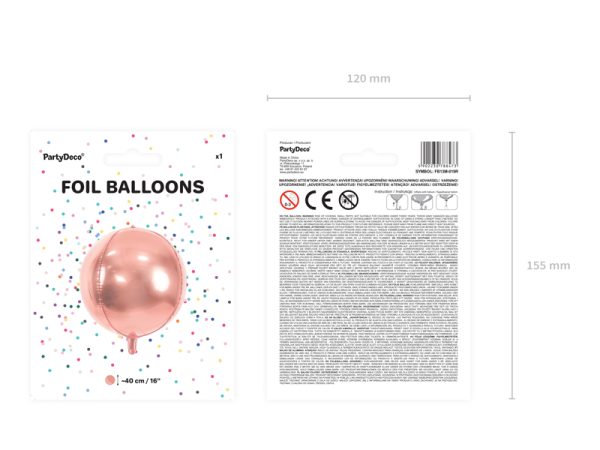 Foil Balloon Ball, 40cm, rose gold