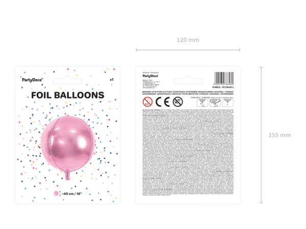 Foil Balloon Ball, 40cm, light pink
