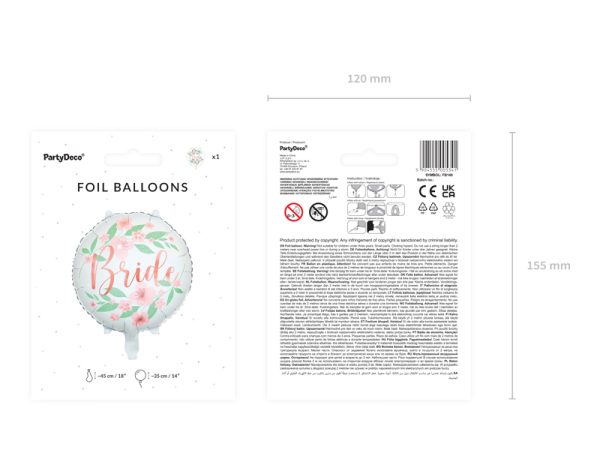 Foil balloon Flower Bride 45cm, white