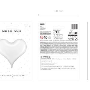 Foil balloon Heart, 75x64,5 cm, white