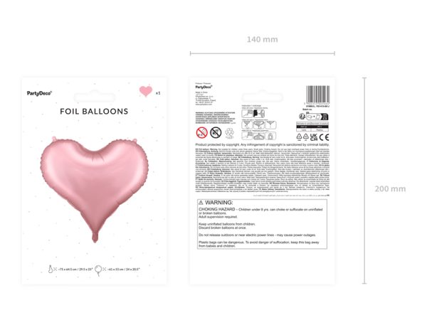 Foil balloon Heart, 75x64,5 cm, light pink
