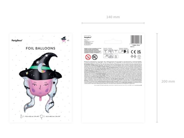 Foil balloon Witch, 73,5x101 cm, mix