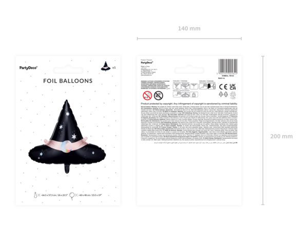 Foil balloon Witch Hat, 66,5x57,5 cm, mix