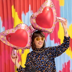 Foil balloon Heart glasses, 115,5x52 cm, mix