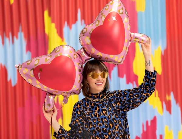 Foil balloon Heart glasses, 115,5x52 cm, mix